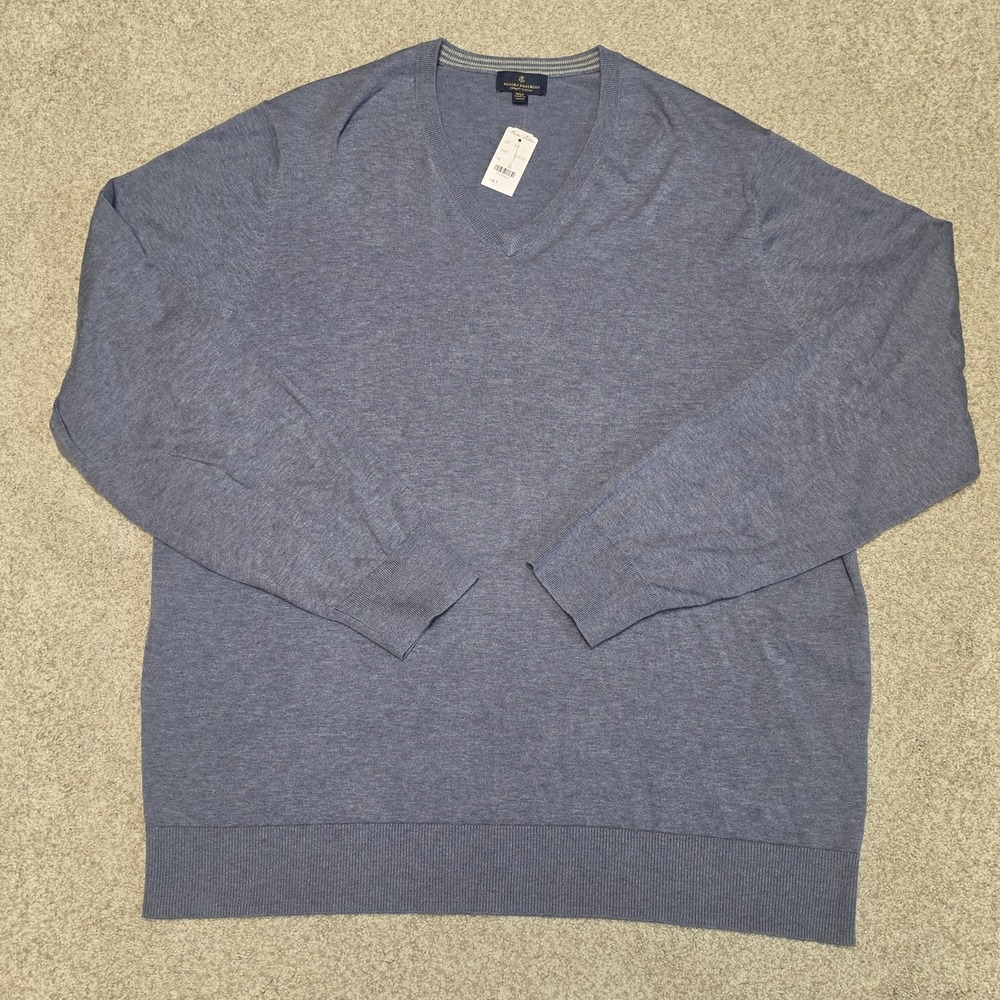 Brooks Brothers Supima Cotton V-Neck Sweater 1XLT Tall Blue NWT MSRP $128